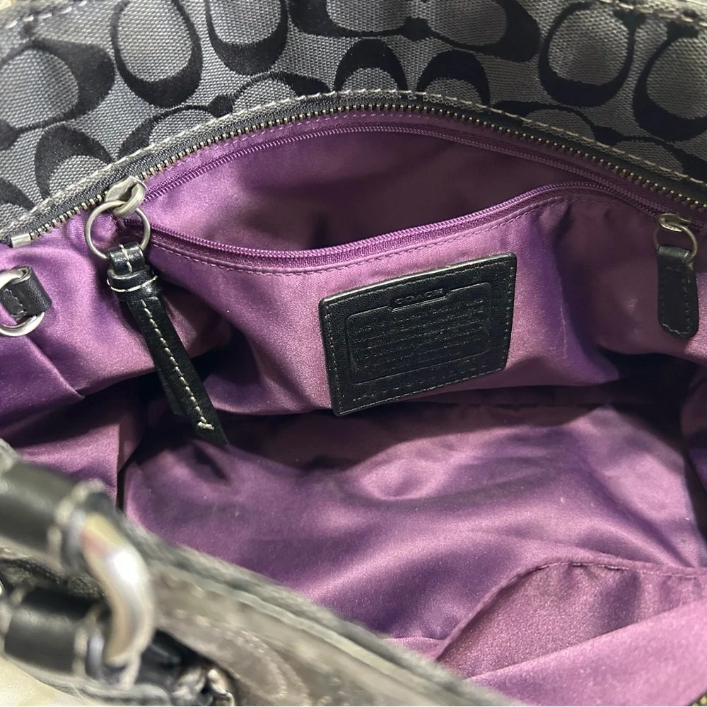 Coach Black Patchwork Signature Tote with Silver Hardware - Picture 3 of 9